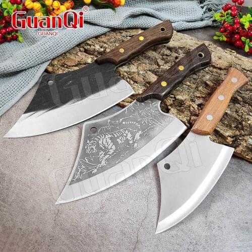 Sharp Butcher Knife Household Hand Forged Meat Cleaver Chopping Knife Kitchen Chef Boning Knife Outdoor Hunting Camping Knife