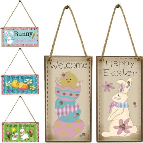 Easter Wood Hanging Sign Wooden Hanging Plaque Door Decoration