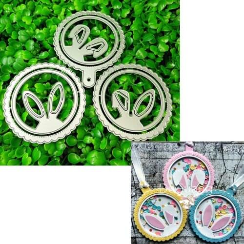 Suitable for Easter metal DIY cutting die and 3D scrapbook photo album greeting card 3 rabbit tag 2021 NEW