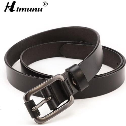 [HIMUNU] High Quality Cowskin Female Belt for Women Genuine Leather Jeans Leather Belts Fashion Pin Buckle women belt