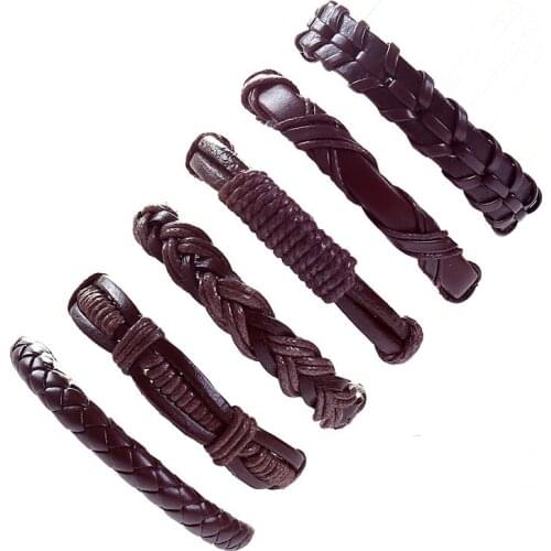 CIBOCIBO Luxury Men Bracelet Vintage Rope Bracelet Men Leather Braided 5 Pieces Men Gifts Wristband Pulseras Mujer Moda 2021