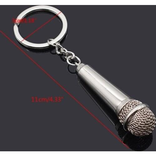 Sil ver Microphone Singer Rapper Music Lover Pendant Keychain Music Jewelry Gifts