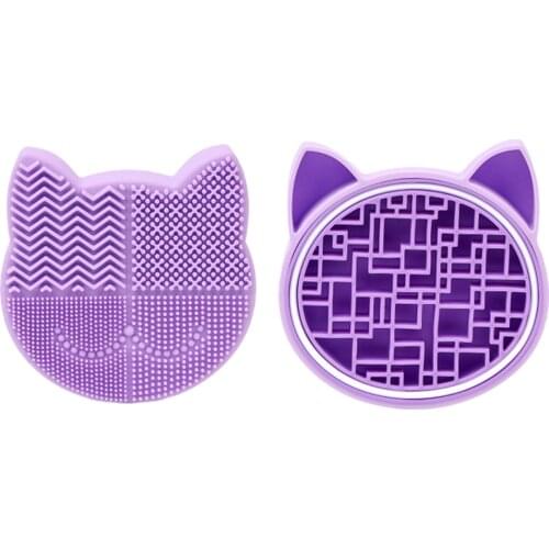 Silicone Cartoon Drying Holder Scrubber Portable Makeup Brush Cleaner Mat Cleaning Pad Tools 2 In 1 Washing Storage Case