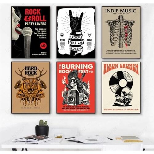 Heavy Metal Rock and Roll Vintage Posters and Prints Abstract Wall Art Canvas Painting Wall Pictures for Living Room Home Decor