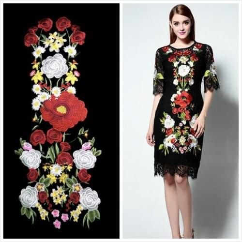 Organza Embroidery Lace Patch Lace Fabric Applique harpoon flower stage performance clothing dress DIY accessories