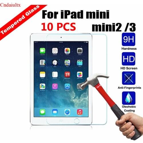 10 PCS 9H Real Tempered Glass For Apple iPad mini 1/2/3 A1432 A1455 A1490 A1600 7.9 inch Tablet PC Film HD Screen Protect Guard