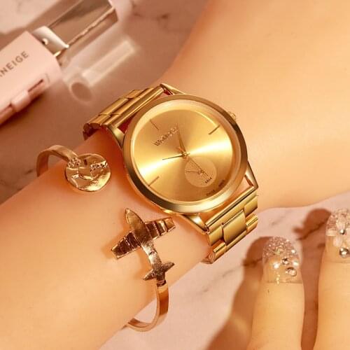 Womage Women Watches Fashion Luxury Gold Watches Women Stainless Steel Quartz Watches Ladies Watches Womens Watches montre femme