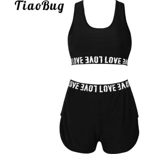 Women Padded Sports Bra Crop Top with Shorts 2 Pieces Sets Yoga Running Fitness Training Gymnastics Ballet Jazz Dance Costume