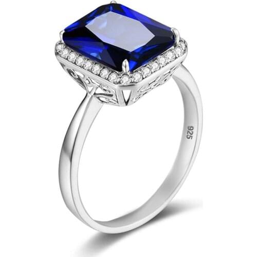 Szjinao Brand Blue Sapphire Engagement Ring 925 silver Minimalist Jewelry For Women With Diamonds Vintage Anillos Plata Party