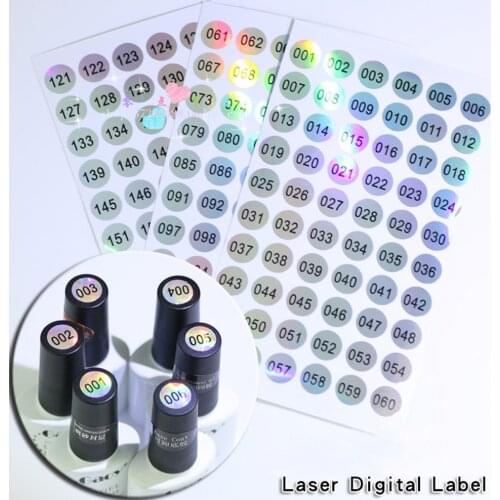 10pcs/lot 1-240 Laser Number Label Sticker DIY Craft Self Adhesive Nail Polish Lipstick Color Number Tag Waterproof Sticker DG#4