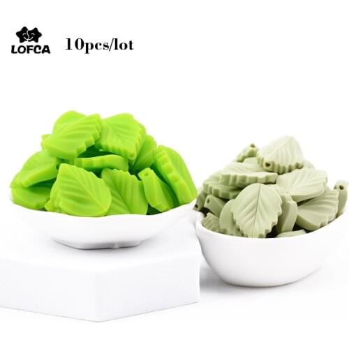 Wholesale 10pcs/lot Leaf Loose Silicone Bead Teething Necklace DIY Leaves Beads Baby Teething Gel Beads Free of BPA