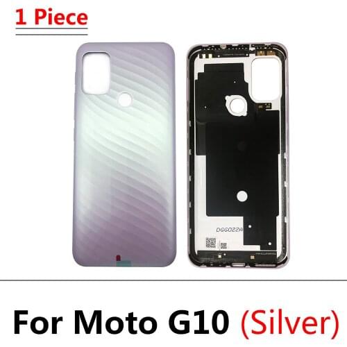 20Pcs/Lot, Back Battery Door Rear Housing Cover Case For Motorola Moto G10 Black Silver With Logo Replacement Parts