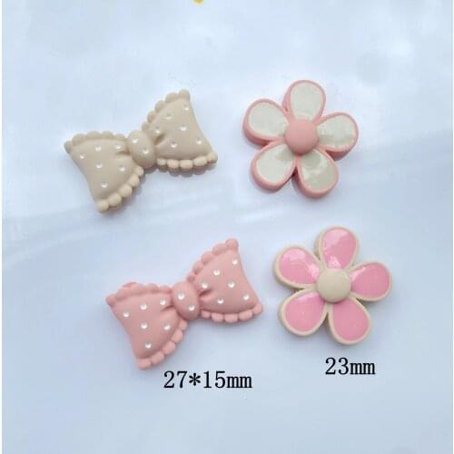 20Pcs Kawaii Flower Bowknot Flatback Resin Cabochons Scrapbooking Phone Decor DIY Jewelry Craft Decoration Accessories