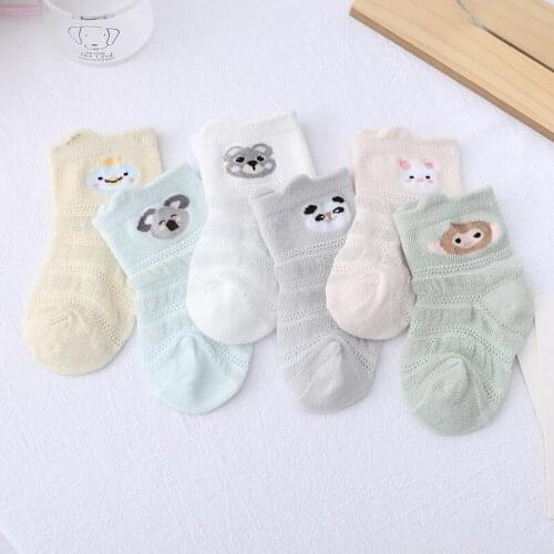 5 Pairs/lot Summer Mesh Newborn Baby Socks Soft Cotton Kids Boys Girls Short Scoks Lovely Cartoon oddler Socks Clothes Accessori
