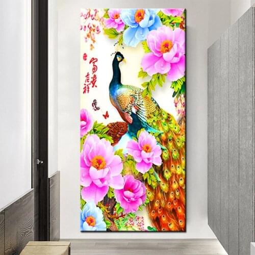 DIY Diamond Embroidery,Round Diamond The porch peacock flower Full rhinestone Diamond painting cross stitch,needlework,A2121