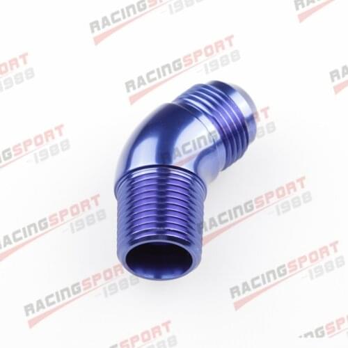 AN8 8AN AN-8 To 3/8" NPT 45 Degree Full Flow Adapter Fitting Aluminum Blue