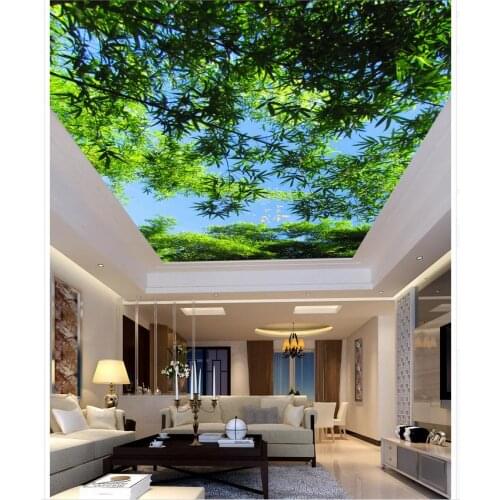 Bamboo ceiling living room bedroom ceiling forest Landscape wallpaper murals 3d mural paintings