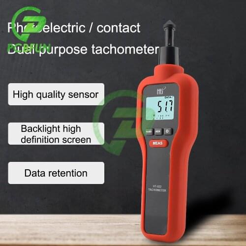 2 In 1 Digital Tachometer Photoelectric / Contact Portable Handheld High Precise Non-Contact Rev Speed Meter Tester Tool HT-522