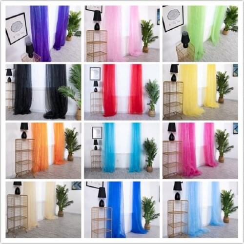 Colorful Solid Color Tulle Sheer Light Ployester Chiffon Fabric balcony Curtains for Home Living Room Window Wedding Decoration