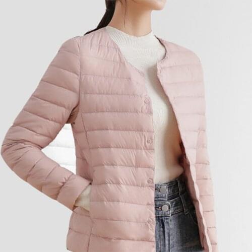 Womens down jacket 2021 new light and thin short jacket with down liner