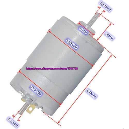 Brand new DC12V 24V double output shaft 550 555 DC motor large power round shaft