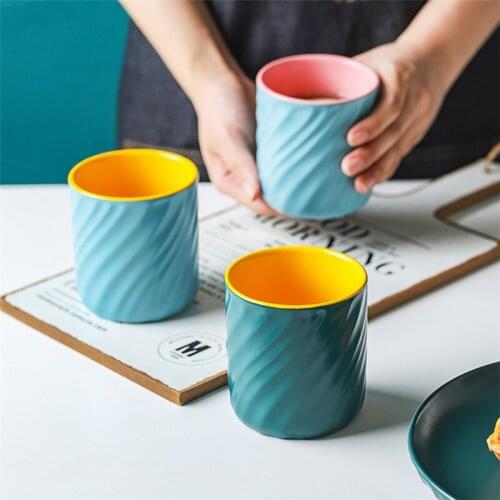 European Ceramic Coffee Tea Cup Porcelain Minimalist Tumblers Cute Two-tone Drinking Water Cups Couple Milk Cup Office Teaware
