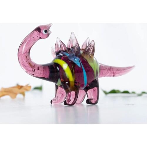 H&D Mini Dinosaur Handmade Miniature Sculpture Glass Art Wild Animal Figurine Collectible Creative Gift For Kids Home Decor