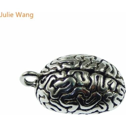 Julie Wang 2PCS Brain Charms Zinc Alloy Antique Color Necklace Pendant DIY Handmade Bracelet Jewelry Making Accessory