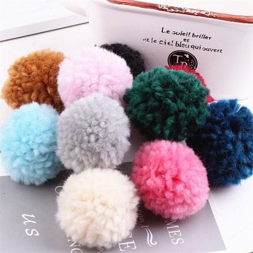 New Arrival 40PCs Round Fabric Fur Ball Doll Craft Garment Ornament Shoes Handbag Girls Hair Jewelry Decoration Button Sticker