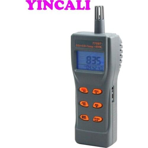 High Resolution AZ77597 Multi-function Combo Carbon Dioxide Carbon Monoxide Gas Detector CO2 CO, Temperature, RH, DP, WB Tester