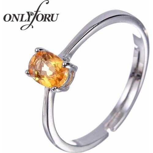 Fashion silver engagement ring for girl 4 mm * 6 mm natural VVS citrine silver ring solid 925 sterling silver citrine ring