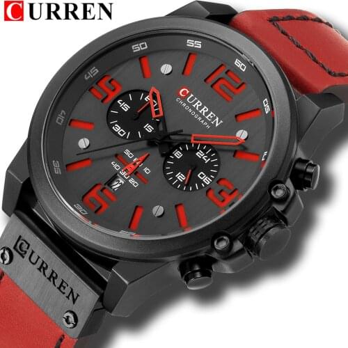 CURREN Fashion Casual Date Quartz Watches For Men Fashion Leather Sports Mens Wrsitwatch Chronograph Male Watch 2021 Hot Sell