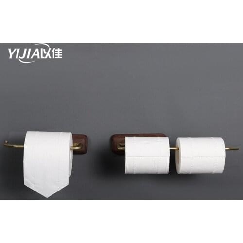 Nordic bathroom black walnut brass paper towel rack creative extension kitchen roll paper holder free punch