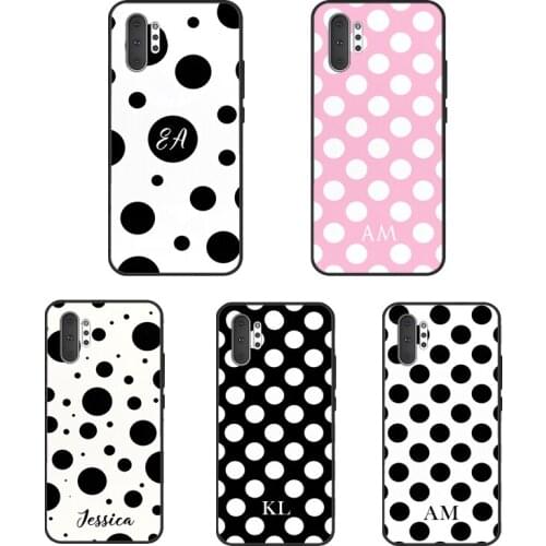 Personalised Polka Dot Custom Name Initials Case For Samsung Galaxy S21 S20 Ultra Note 20 S8 S9 S10 Note 10 Plus S20 FE Coque