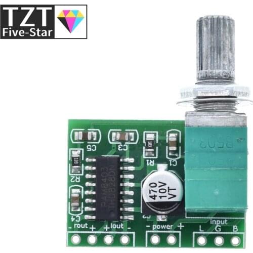 TZT PAM8403 5V Power Audio Amplifier Board 2 Channel 3W W Volume Control / USB Power