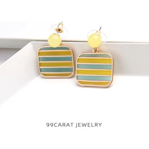 99 carat striped colorful drop glaze earrings are fresh, full of spring breath, young, lovely, simple and personalized earrings
