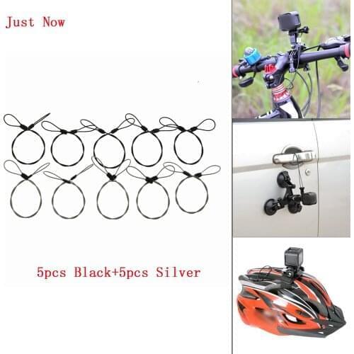 10PCS Stainless Steel Silver Black Safety 30cm/12in Tether Lanyard Strap for GoPro Hero 6/5/4/3/for YI for SJCAM Camera for Sony