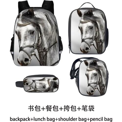Horse Backpack Set Teenagers Boys Girls Toddler Dog Kid School Book Bags Men Women Rock Mochila Bolsa