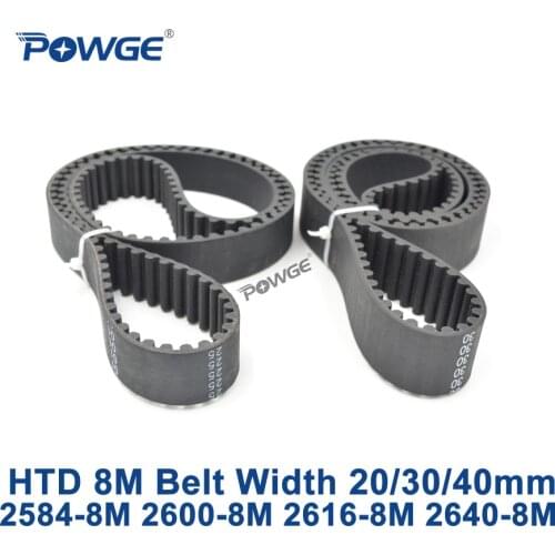 POWGE HTD 8M synchronous Timing belt C=2584/2600/2616/2640 width 20/30/40mm Teeth 323 325 327 330 HTD8M 2584-8M 2600-8M 2640-8M