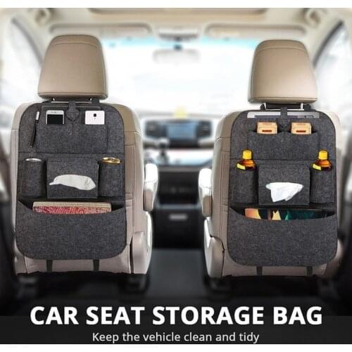 Car Seat Storage Bag Back Seat Organizer Box Pad Cups Drink Holder Fabric Child Anti-kick Car Accessories Car Decoration