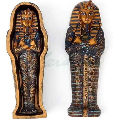 TOTEM OF EGYPT MUMMY PHARAOH COFFIN STATUE CREATIVE HOME LIVING ROOM TV CABINET RESIN ART&CRAFT DECORATION X3637