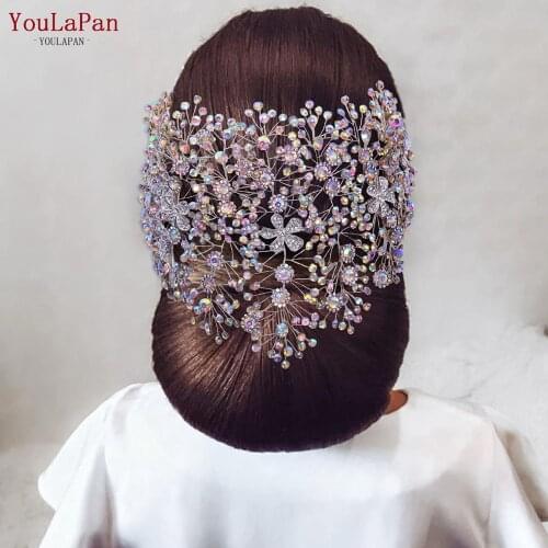 YouLaPan HP240-C Alloy Flower Bridal Hairband Tiara Colorful Rhinestone Wedding Hair Accessories Brides Headpieces Hair Jewelry