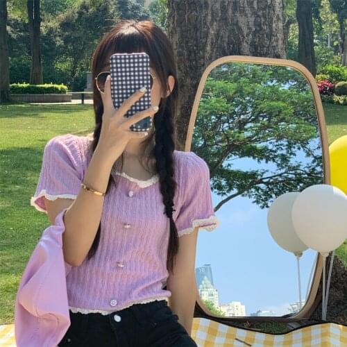 Womens T-shirts Tops Japanese Kawaii Ladies Ulzzang Casual Loose Sweet Lace T-shirt Female Korean Harajuku Clothes For Women