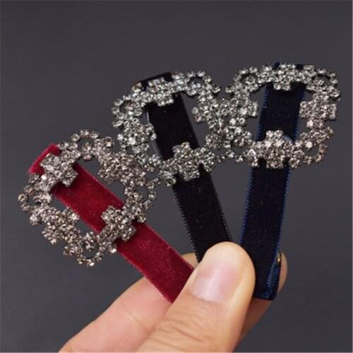 Adult Women Hairpins Hair clips Barrettes Korean Handmade Solid Velvet Rhinestone Fall Winter Head Wear Accessories Lady-ED-W13