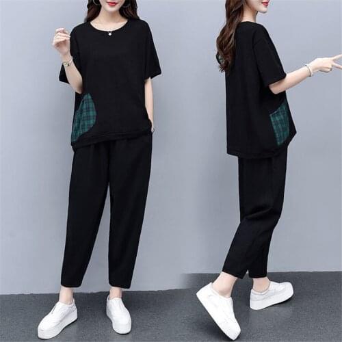 2020 Summer Casual Two Piece Tracksuits Sets Women Short Sleeve T-shirt +Pants Fashion Female Suits