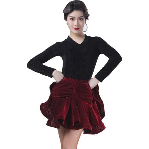New Latin Velvet Skirt Competition Dress for Women Salsa Dance Dress Woman Fringe Tango Dress