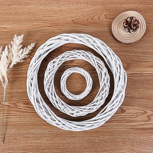 10-30CM Christmas Rattan Ring White Wreath Garland Hanging Vine Ring DIY Xmas Party Decorations Ornaments Handmade Supplies
