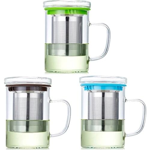 2021 New Glass Tea Cup with Lid and Stainless Steel Infuser Basket Perfect Clear Tea Mug Mar-4