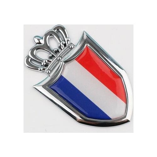 3D Auto Metal Chrome French France Flag Crown Shield Car Emblem Badge Decals Sticker Automobile Accessories