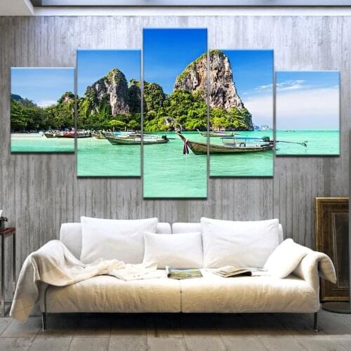 5Panel Printed Most Affordable Amazing Beaches of South-East Asia Print On Canvas Art Painting For home living room decoration